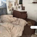 سرویس کاور لحاف مدل السا رنگ قهوه‌ای کرم